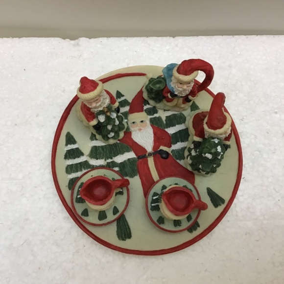 Vintage Small Handmade Santa Tea Set for Christmas Decorating Holiday Home Kitch - Picture 4 of 4